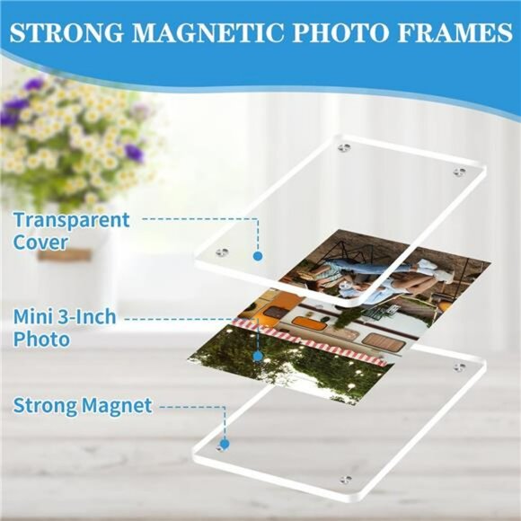 Acrylic magnetic polaroid frames set of 6 mini photo display for fridge or locke - Picture 6 of 7